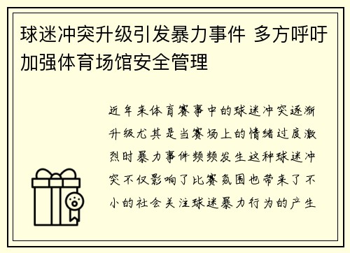 球迷冲突升级引发暴力事件 多方呼吁加强体育场馆安全管理